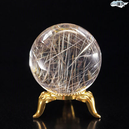 シルバールチルクォーツ丸玉90g 現物販売 台座付き 【新商品】