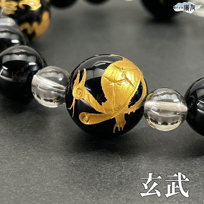 AA級風水四神相応彫りブレスレット（黒）●石の意味カード付【紙箱付き】