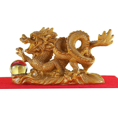 開運祈願干支の置物 金運祈願の辰（龍・竜・タツ・たつ）●赤色フェルト付