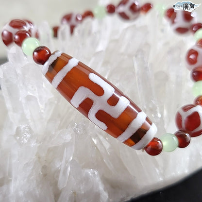 天珠 萬字ブレスレット(大)(赤・緑)【巾着付き】【新商品】