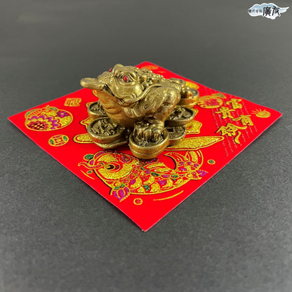 銅製(ミニ)三脚蛙●招財進宝敷物付