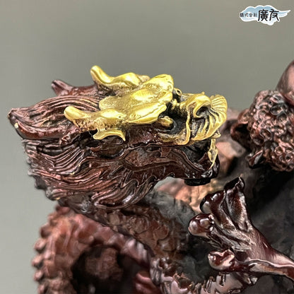 銅製「金龍上山」●天然水晶20mm玉×1個【再入荷新商品】