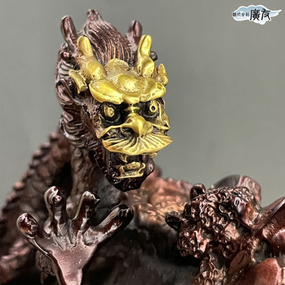 銅製「金龍上山」●天然水晶20mm玉×1個【再入荷新商品】