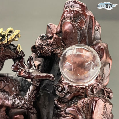 銅製「金龍上山」●天然水晶20mm玉×1個【再入荷新商品】
