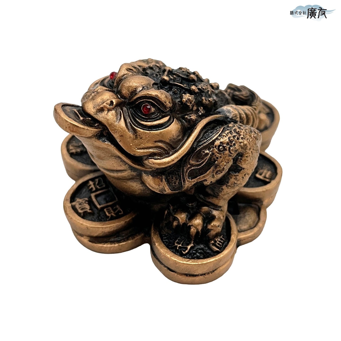 樹脂製 金銭蛙(ミニ)●招財進宝敷物付