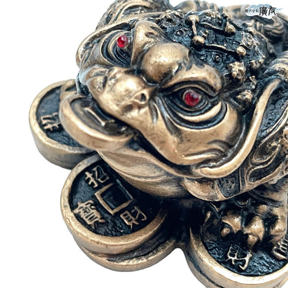 樹脂製 金銭蛙(ミニ)●招財進宝敷物付