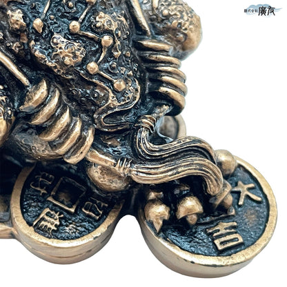 樹脂製 金銭蛙(ミニ)●招財進宝敷物付